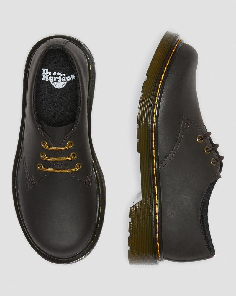 Dr Martens Junior 1461 Wildhorse Lær Sko Barn Mørke Brune | Norge 100JPQ